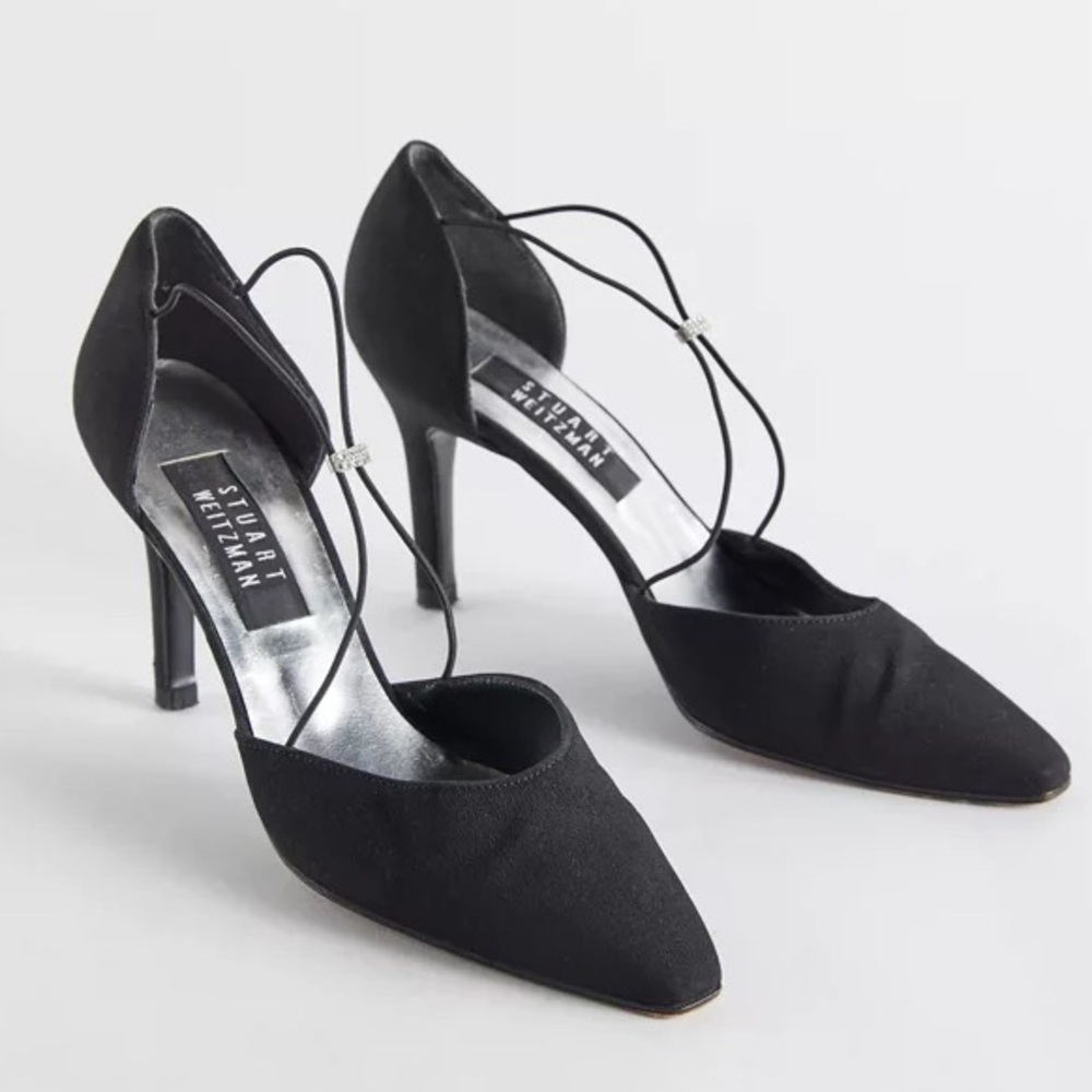 Stuart Weitzman Black Pointed-Toe Heels Vintage 90s